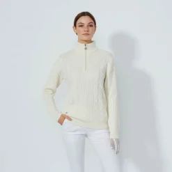 Cable Ls Pullover Lined Vit