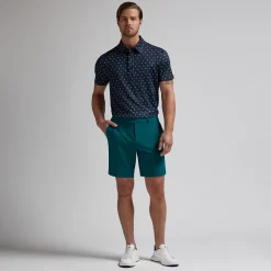 Geometric Floral Tech Jersey Polo Blå