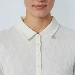 Graphic Jaquard Ls Poloshirt Vit