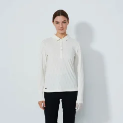 Graphic Jaquard Ls Poloshirt Vit