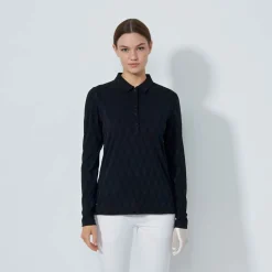 Graphic Jaquard Ls Poloshirt Svart