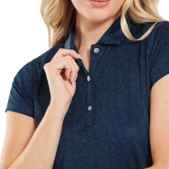 Painted Floral Cap Sleeve Lisle Blå