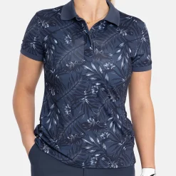 W Tech Hidden Button Pique AOP Blå