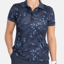 W Tech Hidden Button Pique AOP Blå